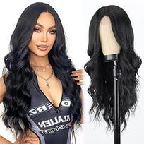 LISI HAIR Sintetinis ilgas banguotas perukas moterims 26 perukai Natūraliai atrodantis karščiui atsparus juodas perukas, skirtas kasdieniam vakarėliui 65CM