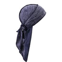 Nauja vyriška vintažinė plėšyta reguliuojama bandana pirato skrybėlė pankų stiliaus medvilninis duragas galvos juosta ilga uodega pirato kepurė dviratininko galvos šalikas Size fits all tamsiai mėlyna spalva