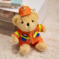 Cartoon police bear teddy bear doll plush toy traffic police bear fire bear doll children's doll 15cm Pendant (0.05kg)