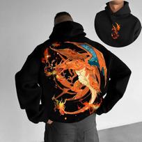 Pokémon Charizard Dvipusės Spaudos Hoodis Vyrams Moterims 2025 Ruduo/Žiema Naujas Y2K Harajuku Didelio Dydžio Laisvalaikio Palaidinė S
