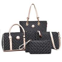6vnt./komplektas Moteriški pečių krepšiai Satchel Rankinės Crossbody Bag Piniginės Kortelių laikiklis. juoda