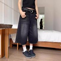 Retro Y2k Baggy Jorts Moteriški Vyrai Žemu Juodu Apkarpyti Juodi Džinsai Acubi Nusivylę džinsai Laisvalaikio plačios kelnės S juoda