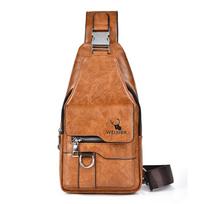 WEIXIER Sling krepšys moterims ir vyrams Odinis crossbody pečių krepšys Krūtinės sling kuprinė Kelioninis krepšys šviesiai ruda spalva