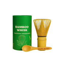 Glow Boost Matcha bambukinė plakimo šluotelė su šaukšteliu