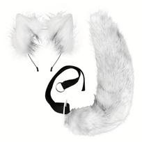 2 dalių lapės rinkinys - reguliuojama pūkuota uodega ir nuimamos ausys, tinka Helovino gyvūnų žaidimų vakarėliams, Helovino dovana, cosplay 2-piece set