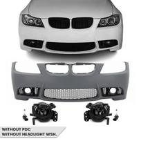M3 išvaizdos Priekinis Bamperis skirtas BMW E90 / E91 (05-08), be PDC, be apiplovimų angų, su tamsintais priešrūkiniais