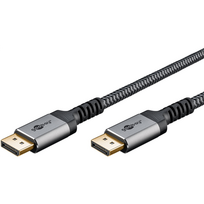 DisplayPort laidas Goobay 65265 8K60Hz 4K240Hz 32.4Gbps HDR G-Sync FreeSync aliuminis pilkas