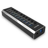 Lindy USB centras 43370, 10 USB 3.0 prievadų, 5Gbps, 36W galia, jungiklis kiekvienam prievadui
