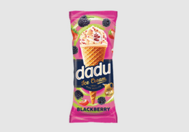 Ledai DADU vafliniame ragelyje, vanilės sk. su jogurt. glaistu ir gervuogių įdaru, 150 ml