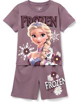 Komplektas mergaitei su marškinėliais ir šortais „Frozen”, švelniai slyvinis