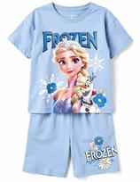Komplektas mergaitei su marškinėliais ir šortais „Frozen”, žydras