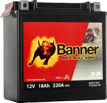 Banner 18Ah Bike Bull AGM 12V 220A akumuliatorius 150x87x161mm