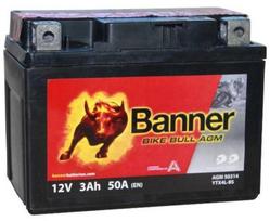 Banner 3Ah Bike Bull AGM 12V 50A akumuliatorius 114x71x86mm