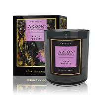 Aromatinė žvakė BLACK FOUGERE su kortele palinkėjimui įrašyti ir degtukais (~40 h), 200g │ AREON