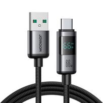 Joyroom S-A16 Pro Prism serijos 66W USB-A - USB-C kabelis su ekranu 1,2 m - juodas