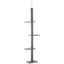 Reguliuojamo aukščio draskyklė katėms, žaidimų medis, pilkas, 43x27x228-260cm