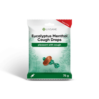 LIVSANE eukalipto ir mentolio skonio ledinukai, be cukraus 75 g