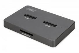 Docking Station USB-C 3.2 Gen2 for SSD M.2 Duo NVMe and SATA (max. 2x 4 TB) with SD-Express 7.1 reader (max. 2 TB), black