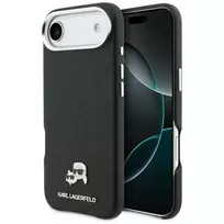Karl Lagerfeld Karl  AND  Choupette Head Pins Saffiano phone case with MagSafe support for iPhone 17 Air, black
