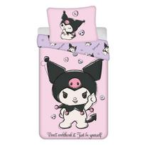 Rožinės spalvos iš medvilnės viengulė vaikiška patalynė 140x200 cm Hello Kitty "Kuromi" – Jerry Fabrics
