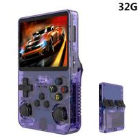 Žaidimų konsolė R36S Retro delninė žaidimų konsolė atvirojo kodo Linux sistemos 3,5 colio IPS ekranas vaizdo žaidimų grotuvas, kišeninis mini pultas 64GB, Violetinė
