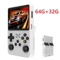 Žaidimų konsolė R36S Nostalgic Handheld Game Machine Atviro kodo Linux 3,5 colio IPS ekrano mini žaidimų konsolė 3D dviguba sistema vaikams ir suaugusiems, Baltas 64G