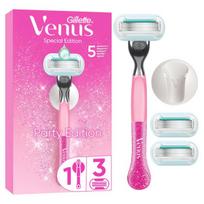Gillette Venus Party Edition Skustuvas, 3 Keičiamos Skustuvo Galvutės, Sieninis Laikiklis