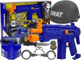 Policininko rinkinys Swat su šautuvu, šalmu ir kitais priedais