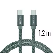 Swissten Textile Fast Charge 3A USB-C / USB-C duomenų ir įkrovimo laidas 1,2 m