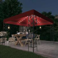 Pavėsinė su lemputėmis LED vyno raudona 3x3 m