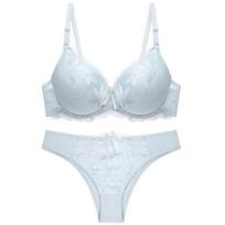 Sexy Plus Size Moteriškas nėriniuotas liemenėlių rinkinys Apatiniai Push Up liemenėlės ir trumpų komplektai Moteriški liemenėlių kelnaičių rinkiniai 34C balta