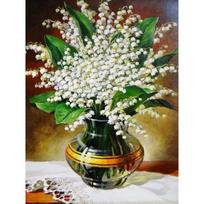 Deimantinė mozaikos gėlė Slėnio lelija Deimantinė tapyba Deimantinė siuvinėjimas gėlių karoliukais tapetai 20X30CM