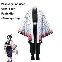 SCIONE Anime Demon Slayer Shinobu Cosplay kostiumas Moteriškas Kimono Helovino karnavalinio vakarėlio kostiumas Perukas L