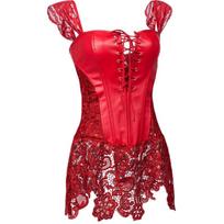 Seksualus apatinis trikotažas moterims, odinis ir nėriniai, burlesque Steampunk korsetinė suknelė su juosmeniu Bustier Corpet plius dydis L raudona