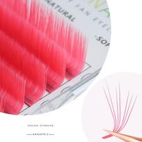 ANNAFRIS Colored Easy Fanning Volume blakstienų priauginimas 8-15mm Mix Auto Blooming Rožinės/Žalios/Rudos/Mėlynos/Violetinės makiažo blakstienos 0.07mm C 8-15mm MIX rožinė