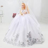 30cm Mini Lėlių kolekcija Drabužiai Mergaičių Žaislas 3D Didelės Akys BJD Princesė Pilna Apranga Vestuvinių Suknelių Kolekcija Vaikiška Lėlė Dovana dress + head scarf balta