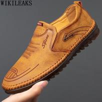 Odiniai laisvalaikio batai Vyrų dizainerio slydimo batai vyrams Madingi Ruda Loafers Batai Vyriški Zapatos De Hombre Chaussure Homme 38 chaki