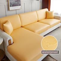 PU vandeniui atspari odinė sofos sėdynės užvalkalas svetainei, tampri neslystanti danga baldų apsaugai, 15 vientisų spalvų sofos užvalkalai Back Cushion Cover geltona