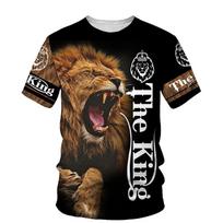 Liūtas Karalius 3D Spausdinimo Vyriški Marškinėliai Vasaros Nauji Apvaliu Kaklu Trumpomis Rankovėmis T-shirt Viršutiniai Drabužiai 3D Stiliaus Vyriški Drabužiai Madingi Laisvalaikio Marškinėliai S