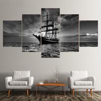 5 vienetai kraštovaizdis juodai baltas aukštas burlaivis Laivas Drobė Tapyba Plakatai ir spaudiniai Sieninės nuotraukos Namų dekoras Be rėmelio 20x35cm*2  20x45cm*2  20x55cm*1