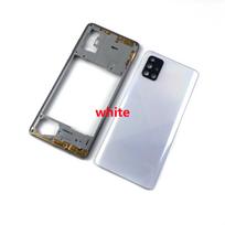 Samsung Galaxy A71 2020 A715 A715F telefono korpusas Vidurinis rėmas+Baterijos galinis dangtelis Skydelis Dangtelis Galinės durelės+ Kameros lęšis balta