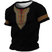 Afrikietiški drabužiai vyrams Dashiki marškinėliai Tradiciniai drabužiai Trumpomis rankovėmis Laisvalaikio retro stiliaus gatvės apranga Vintažinis etninis stilius 6XL