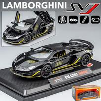 1/24 Scale Lambo Aventador SVJ63 Diecast automobilių modelio žaislas, ištraukiama žaislinė transporto priemonė su garsu ir šviesa vaikams, mažiems berniukams, mergaitėms, dovanų kolekcija 1/24-21.5x9.8x5cm