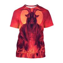 Jumeast 3D Evil Satanism Šėtonas marginti Vyriški marškinėliai Grunge Y2K Laisvalaikiai marškinėliai Siaubo mada Gatvės apranga Marškinėliai gotikiniai viršutiniai drabužiai S