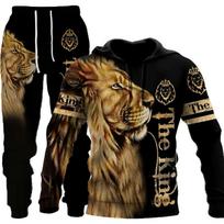 Vyriškas sportinis kostiumas 3D The Lion Print Hoodies Megztiniai Kelnės Rinkiniai Kasdieniai vyriški drabužiai Moteriškas sportinis kostiumas S