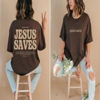 Geros naujienos Jėzus išgelbės didelius marškinėlius Jesus Drabužiai Christian Loose Tee Women Madingi laisvalaikio medvilniniai estetiniai viršutiniai drabužiai S pilka