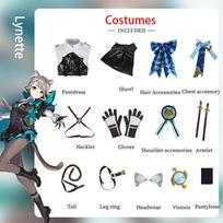 Linnette Cosplay Genshin Impact Fengdan Gemini žaidimo kostiumas Anime Helovino kostiumas XS mėlyna