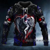 Pavasario rudens vyriški drabužiai Viking Hoodies Megztiniai 3D Spausdinti Skull Angel Streetwear Vintažinis ilgomis rankovėmis vyriškos megztinės striukės 5XL