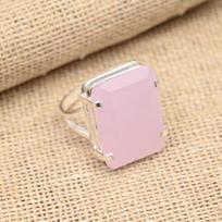 Pink Chalcedony Gemstone Handmade Jewelry 925 Sterling Silver Lavish Ring For Her 4 rožinė