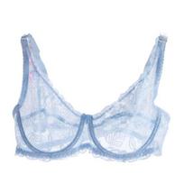 Seksuali nėriniuota liemenėlė su pečių juostele, kvėpuojančia, besiūliu tuščiaviduriu bralette liemenėlės siuvinėjimu XL šviesiai mėlyna spalva